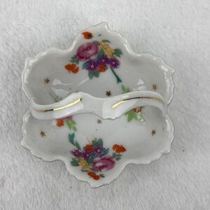 JYE VTG Floral Petite Porcelain Trinket Dish Japan 2.5”